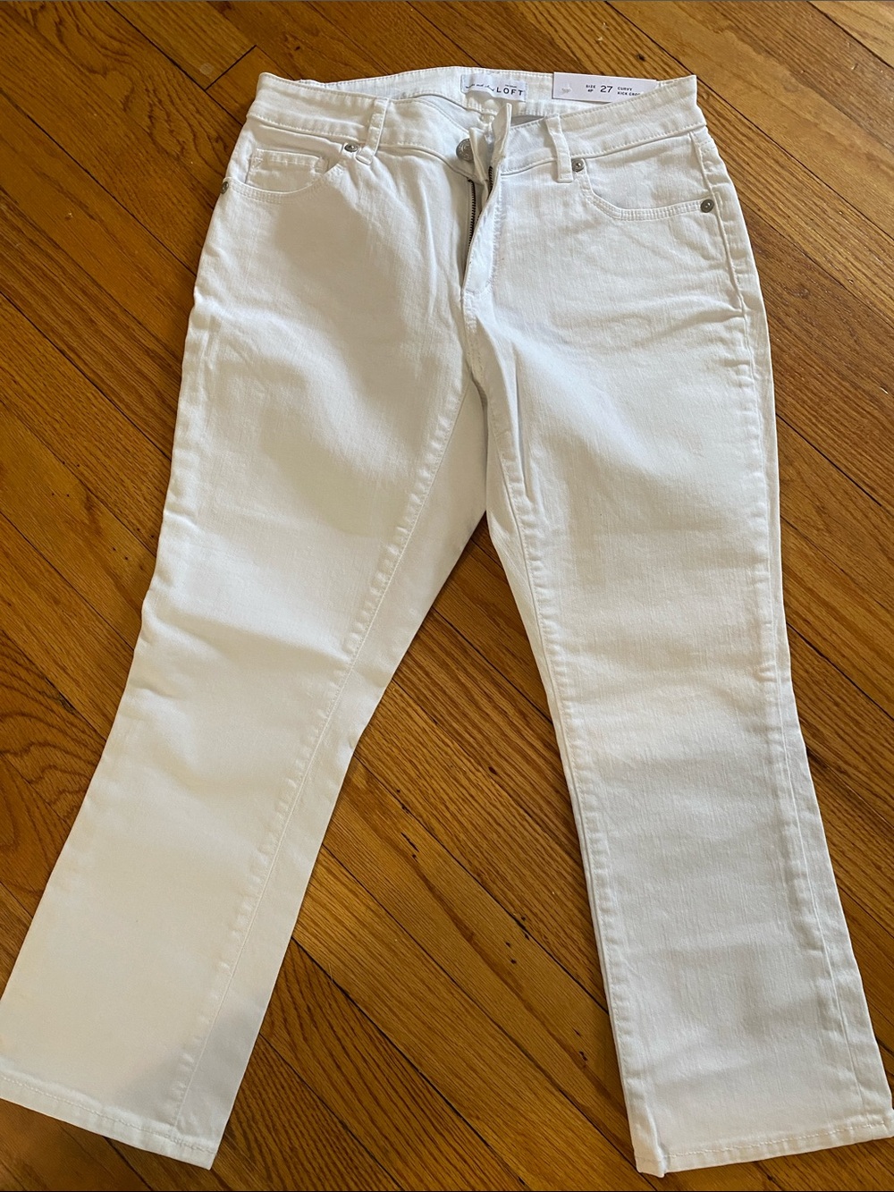 LOFT White Straight Crop Jeans